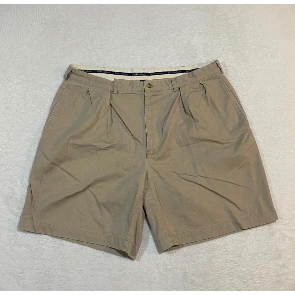 Polo Ralph Lauren Tyler Short Mens 40 Khaki Tan Pleated Chino Cotton Shorts